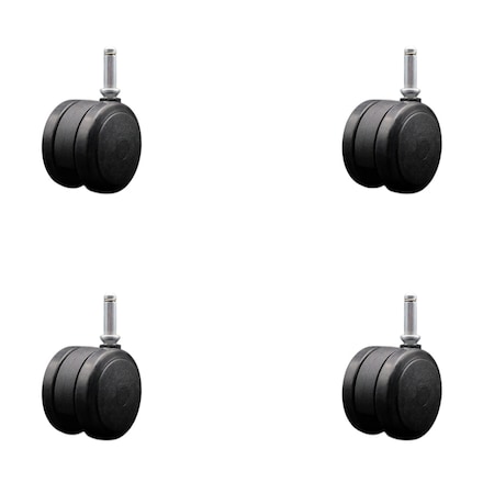 Service Caster 2-3/8'' Black Floor Safe Twin Wheel Casters 7/16 Grip Ring Stem , 4PK SCC-GR02S60-TPR-BLK-716176-4